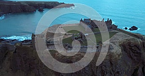 Aerial view of the ruins ancient Donator Castle in Scotland 30