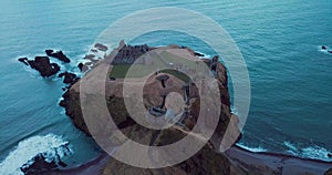 Aerial view of the ruins ancient Donator Castle in Scotland 32