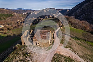 Aerial view of ruins in Apecchio in Italy