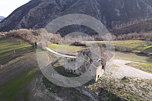 Aerial view of ruins in Apecchio in Italy