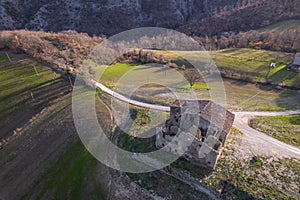 Aerial view of ruins in Apecchio in Italy