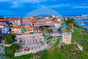 Aerial view of ruins of Church of the Holy Mother Eleusa in Nessebar, Bulgaria