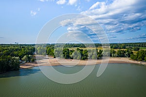 Aerial view of Ruissalo island. Turku. Finland. Nordic natural landscape. Photo made by drone from above