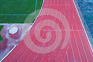 Aerial view of Running track in stadium