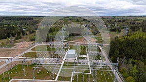 Aerial View of Rural Electrical Substation