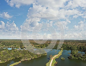 Aerial View of Rural Florida with Lakes and Woods