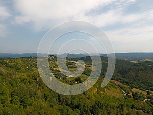 Aerial view of a rural italian landscape