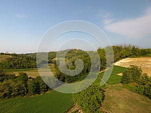 Aerial view of a rural italian landscape