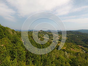 Aerial view of a rural italian landscape