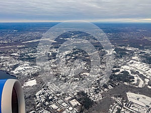 Aerial view of the rural landscape near Boston