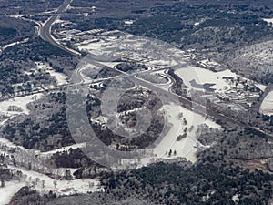 Aerial view of the rural landscape near Boston