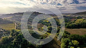 Aerial view of rural landscape Tuscany