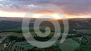 Aerial view of rural landscape Tuscany