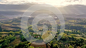 Aerial view of rural landscape Tuscany