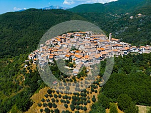 Aerial view of rural village of Capradosso in central Italy Offeio, Petrella Salto, Rieti, Italy Strada Regionale 578 Cicolana photo