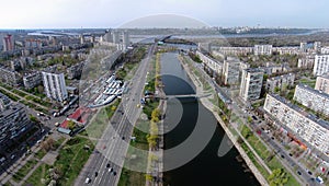 Aerial view of Rusanovka channel in Kiev