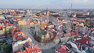 Aerial view of Rynek square in Wroclaw, Poland
