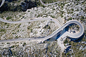 Aerial view of Sa Calobra road, Mallorca island