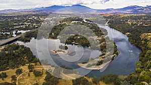 Aerial View Sacramento River Redding California Bully Choop Mountain