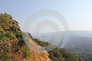 An aerial view of sahyadri mountain range in Maharashtra