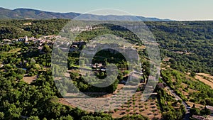 Aerial view of Saignon village in Provence, Vaucluse, France