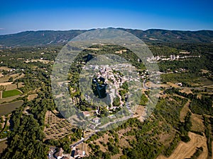 Aerial view of Saignon village in Provence, Vaucluse, France