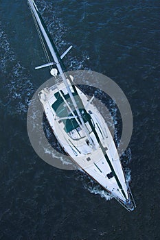 Aerial view of sailboat at sea