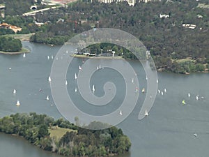 Aerial view of sailboats in Canberra