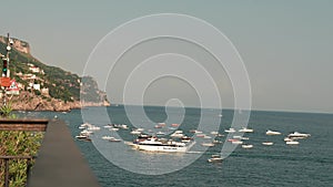 Aerial view of Sailing boat and yachts in the mediterranean sea