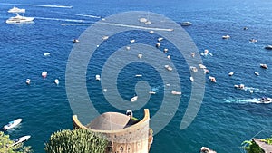 Aerial view of Sailing boat and yachts in the mediterranean sea