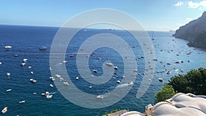 Aerial view of Sailing boat and yachts in the mediterranean sea