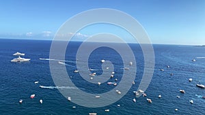 Aerial view of Sailing boat and yachts in the mediterranean sea