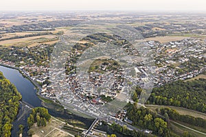 Aerial view of Saint-aignan-sur-cher, old castel and river the Cher, in the loir-et-cher