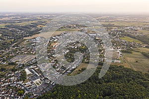 Aerial view of Saint-aignan-sur-cher, old castel and river the Cher, in the loir-et-cher