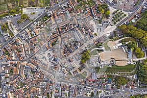 Aerial view of Saint-aignan-sur-cher, old castel and river the Cher, in the loir-et-cher