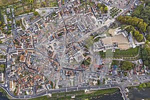 Aerial view of Saint-aignan-sur-cher, old castel and river the Cher, in the loir-et-cher photo