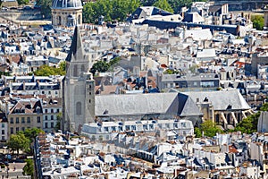 Aerial view of Saint-Germain-des-Pres Abbey in Paris, France