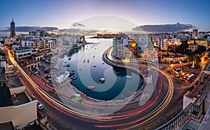 Aerial View on Saint Julien and Spinola Bay at Dawn