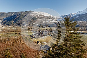 aerial view of Saint Lary Soulan, France