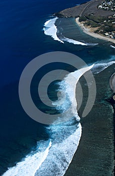 Aerial view of Saint Leu lagoon Reunion island