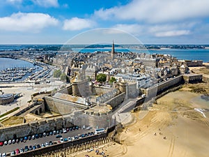 Aerial view of the Saint Malo, city of Privateers - in Brittany, France photo