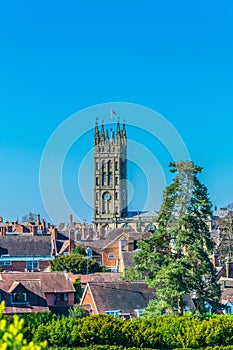 Aerial view of the Saint mary church in Warwick, England