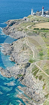 Aerial view of Saint-Mathieu Lighthouse located in Plougonvelin. France photo