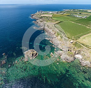 Aerial view of Saint-Mathieu Lighthouse located in Plougonvelin. France photo