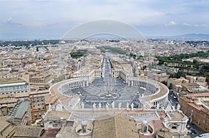 Aerial view of Saint Peter`s Square in Vatican and  Rome, Italy