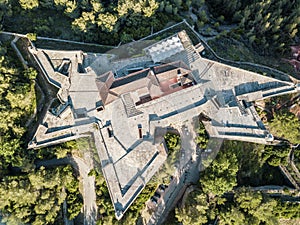 Aerial view of Saint Philip Fortress in Setubal, Portugal