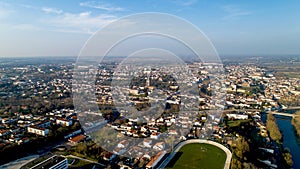 Aerial view of Saintes city in Charente Maritime