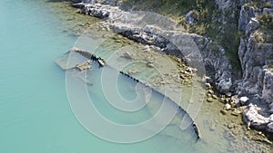 An aerial view of Salamustica in the Rasa bay, Istria, Croatia