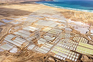 Aerial view of Salinas - salt ponds located on the south of Sal Island, Cape Verde photo
