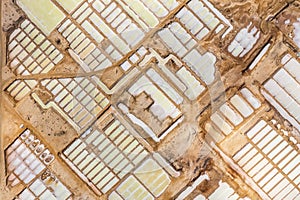 Aerial view of Salinas - salt ponds located on the south of Sal Island, Cape Verde photo